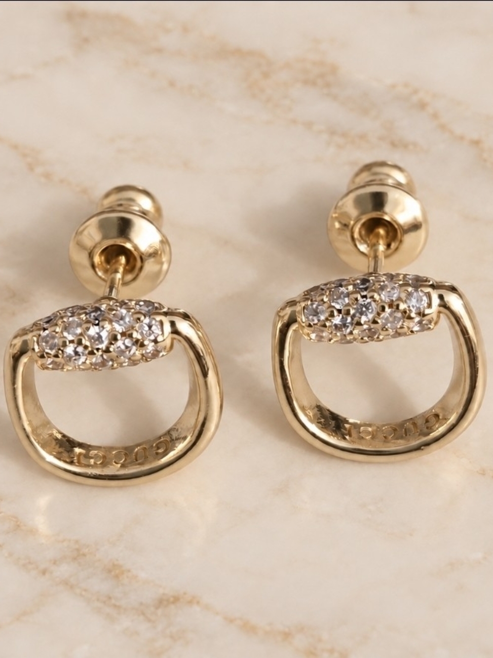 Small Gold Tone Pavé Loop Drop Earrings